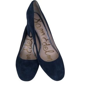 Block Heel Suede Pumps